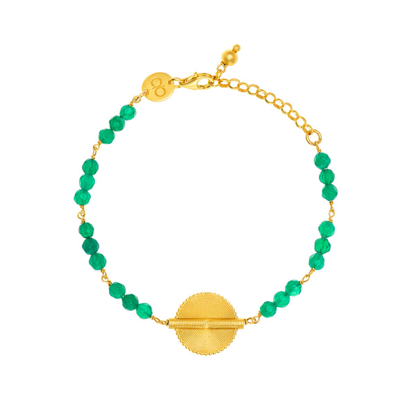 Green Agate Akan Goldweight Chain Bracelet - AFLE BIJOUX 