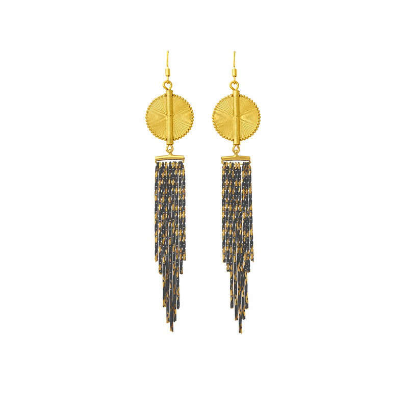 Aflé Bijoux Akan Cascading Chain Earrings - Gold Grey - AFLE BIJOUX 