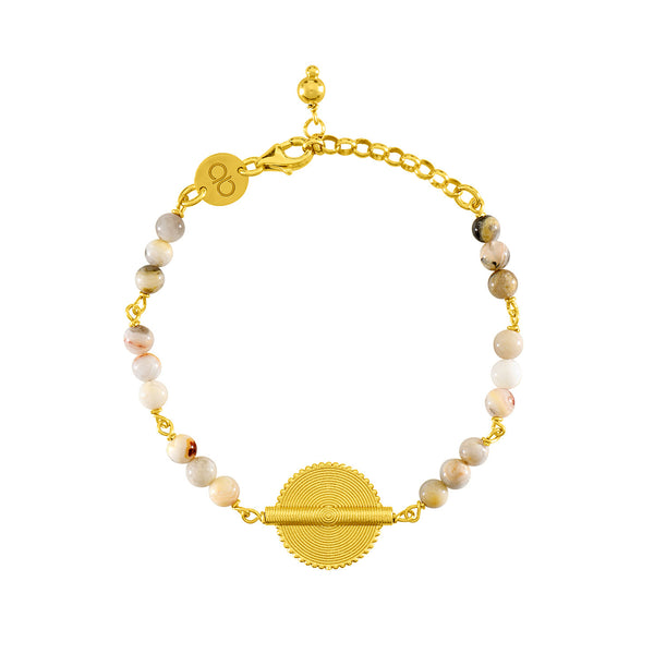 Crazy Lace Agate Energy Akan Goldweight Chain Bracelet