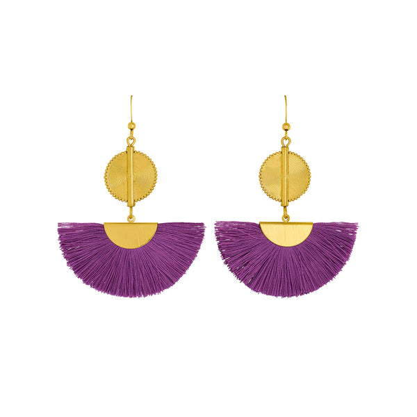 Akan Fan Earrings - Purple